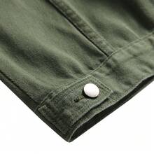 Denim Jacket Men, Men's Jean Jacket Distressed Ripped Slim Fit Stretch Trucker Jackets Classic Casual Denim Coat - 軍綠色 - 查看 7