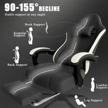 Ergonomic Gaming Chair With Pocket Springs And Footrest, Gaming Armchair With Adjustable Lumbar Support, Breathable Computer Chair Up To 150 Kg, Gamer Chair With Neck Pillow