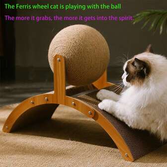 Ferris Wheel Cat Scratching Post With Ball, Large Scratch Pad, Self-Entertainment Cat Toy Paper