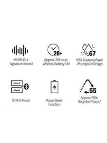 Marshall MIDDLETON便攜式無線藍牙音箱 IP67級防塵防水v立體聲技術結合長效續航 室內澎湃音效與戶外便攜體驗兼得 - 乳白色 - 查看 6