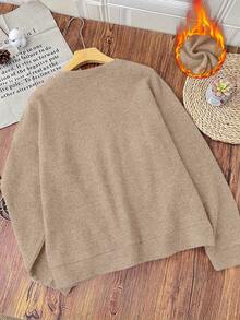 Weihnachten Buchstaben Muster Damen Lässig Warm Fake Wolle Pullover, Warmer Pullover, Bedruckter Sweatshirt, Weihnachten, Weihnachtsthema Kleidung, Weihnachtsgeschenk, Chinesisches Neujahr, Frühlingsfest, Valentinstag, Valentinstag Geschenk, Geschenk für sie, Ausgehen Oberteile, Liebestag, Jahrestag, Romantische Geschenke, Geschenke für Freundin, Passende Outfits, Liebe ausdrücken, Ich liebe dich, Einzigartige Geschenke, Limitierte Auflage - Kamelfarben - Übersicht 4