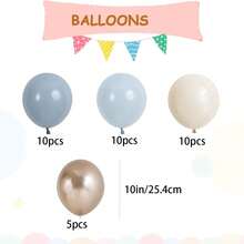 35pcs/Set 10-Inch Ice Silk Misty Blue, Macaron Blue, Metallic Champagne Gold And Vintage Sand White Balloon Set, Suitable For Birthday, Wedding Decoration, Graduation Decoration, Back To School, Engagement, Bridal Shower, Balloon Arrangement, Balloon Party - Mist Blue - View 6