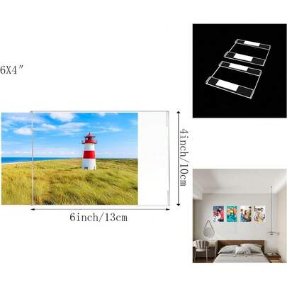 Set de 6 Fotografías en Acrílico Transparente de 7X5 Pulgadas para Montaje en Pared - Ideal para Hogar, Escuela y Oficina