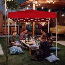 Repuesto De Lona para Toldo sin Paredes Tamao Exterior 3x3m Interior 2.92x2.92m Impermeable Proteccin Plegable Acero Lona Impermeable Jardn Casa Exterior Facil Armado Y Transporte Blanca - Rojo con UV Protección - Ver 10