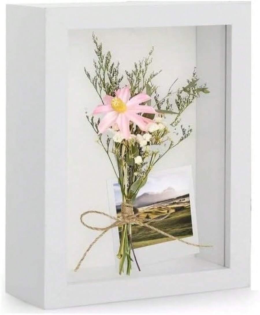 Marco Shadow Box, Marco de Fotos Cristal Foto Caja Marco de Objetos, para Llenar de Memorabilia, Flores Secas y Especímenes, Regalo para Amigos de la Familia (Blanco) - Negro - 8,3" x 11,7" - 1 pieza - Ver 1