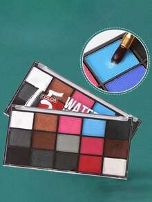 Kit di trucco a base d'acqua con 15 colori e 2 pennelli, adatto per festival arcobaleno, Ognissanti, Natale, feste, celebrazioni, raduni, spettacoli teatrali