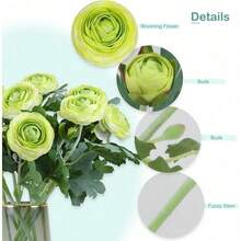 Artificial Ranunculus Flowers With Real Touch Stem, Silk Ranunculus Flowers(10 Pack) (White)-KF - Green - View 3