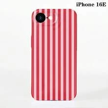 1pc Minimalist Stripe Pattern Perforated Glossy Filmic Case Full Protective Hard Phone Cover, Compatible With IPhone 11/12/13/14/15/16 Pro Max Waterproof Shockproof Anti-Fall Scratch Resistant