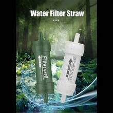 DUSSERSAT 1 Piece Outdoor Mini Water Filter Straw Camping Purification Portable Hiking Water Purifier For Survival Or Emergency Supplies - Army Green - View 8