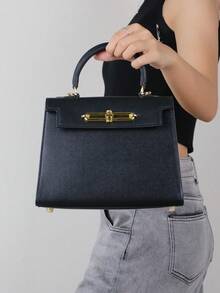 2025 高端时尚女士手提包，优雅小巧的棕榈纹理包，OL通勤多功能工作包，奢华立体迷你方包，女士单肩斜挎包 - 黑色 - 查看 7