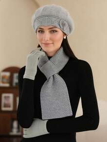 Set de 2 piezas Sombrero y bufanda de cuello versátil para mujer, cálido en invierno, adecuado para ejercicio, accesorio de invierno, regalo de San Valentín para madres de mediana edad y ancianas - Multicolor - Ver 8
