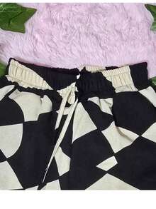 DUNA Fabric Pants With Lining, Elastic Waist - Black/beige - View 5
