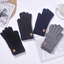 1 Pair Winter Gloves, Touchscreen Fuzzy Knit Gloves, Sensitive Touch Waterproof Windproof Touchscreen Gloves With Zipper, Warm Cycling Gloves, Full Finger Gloves, Outdoor Windproof Ski Riding Cold-Proof Snow Gloves