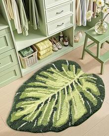 DEXI Leaf Bathroom Rugs Monstera, 23.5x31.5 Soft Fluffy Cute Bath Mat With Non Slip Backing, Washable Absorbent Bath Rug Quick Dry For Shower Floor, Toilet, Bedroom, Kids Room, Greenwater Absorbent Non Slip - Monstera Deliciosa - Xem 7