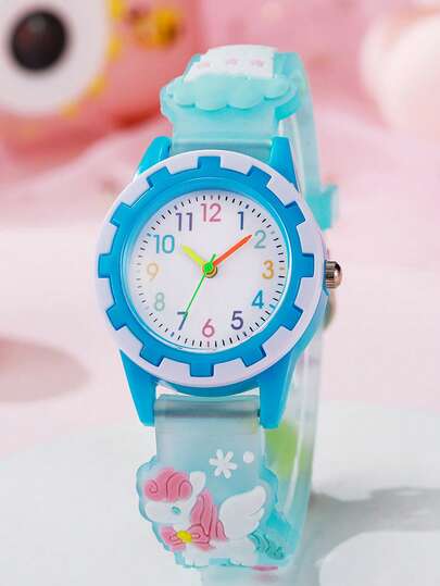 1pc/Set Astronaut Pattern Macaron Color Series Children's Watch, Colorful Plastic Strap, Boys Girls Student Watch Suitable For Birthday Gift, Halloween Gift, Year-End Promotion, Singles Day