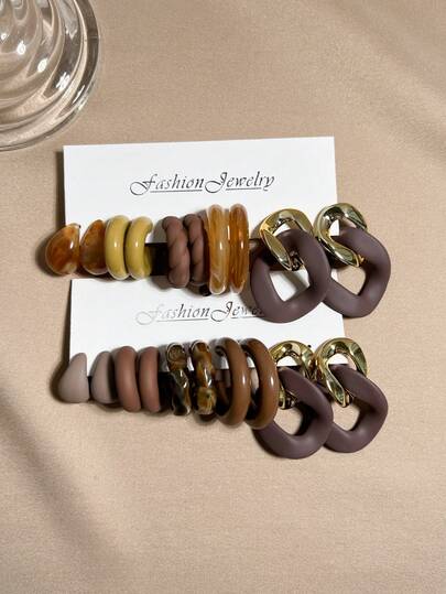 5-10 pares de pendientes de moda exagerados de estilo vintage con monedas, lágrimas y formas geométricas de acrílico, combinación, adecuados para mujeres, Día de la Madre, San Valentín, Navidad, Año Nuevo, uso diario