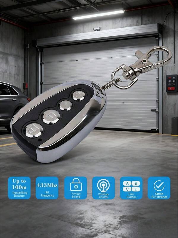 [2026 New Year Christmas Valentine's Day Gift] Bestselling 433M Super Strong Copy Metal 4-Button Garage Door Remote Control, Universal Wireless Access Control Remote Switch, Suitable For Halloween, Thanksgiving, New Year's Eve, Easter, April Fool's Day, Independence Day, Back To School, Labor Day, Garage Upgrade, Smart Learning, Metal Housing Durable, Multi-Device Control, No Programming Required, Easy To Operate