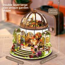 1 Set Of Wooden DIY Sky Garden Toy House Kit, Mini Model House Construction, Mini Greenhouse Model House Kit 1:24 Scale - With LED Lights, Home Decoration And Creative Gifts - Ideal Choice For Birthdays, Easter, Mother's Day,Valentine's Day And Other Holidays - Multicolor - View 10