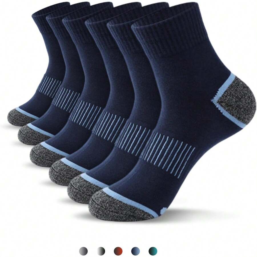 Ausein Calcetines Hombre 6 Pares, Calcetines Deportivos Algodón Transpirables, Absorbe el sudor y antiolor, Tines Correr Largos, Medias antideslizantes para Baloncesto,Running, Futbol, Ciclismo, Gym - Gris Claro - Ver 1
