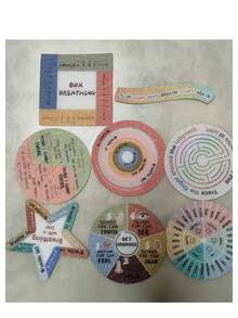 8pcs/9pcs/8pcs Set Stress Relief Sensory Stickers, Calming Striped Texture Stickers For Students, Adults Sensory Items Calming Stickers