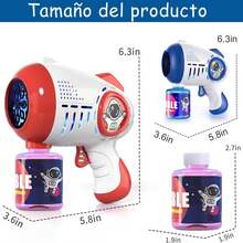 Pistola de Burbujas de Agua con 10 Agujeros, Maquina Portátil de Burbujas con Luz LED - Color Azul y Rojo, Ideal para Fiestas de Cumpleaños y Bodas, para Niños de 3+ Años, Marca CHOICE - azul+rojo - Ver 6