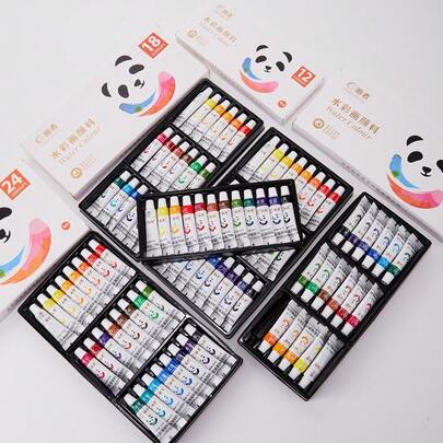 12/18/24 Color Watercolor Paint Set, Suitable For Canvas And Paper, Perfect For DIY, Illustration, And Professional Art, Easy To Use Without Complex Tools, Ideal For Students, Artists, And Creative Gifts