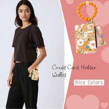 Flower Keychain Wristlet Wallets For Women Cute Silicone Beaded Credit Card Holder Key Ring Bracelet Wallet