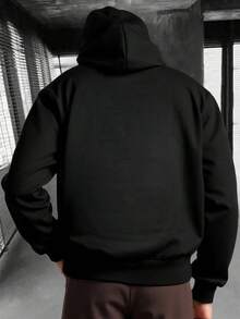 Áo hoodie nam dáng rộng thoải mái, kiểu dáng thời trang, phù hợp cho mùa thu/đông. - màu đen - Xem 2