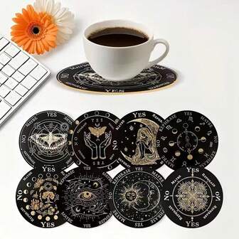 8 件套简约木质杯垫套装，适用于茶、咖啡和饮料，家居和厨房装饰，送给朋友和家人的完美礼物，1 套 8 件