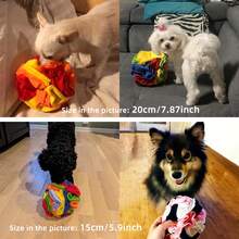 KM-P Pet Sniff Ball | Plush Fabric Sniff Toy | Dog Intelligence Training Stress Relief Toy | Treat Hiding Interactive Toy Ball | Machine Washable Reusable | & Soft, Won't Hurt Teeth | Essential For Dog Scent Training, Stress Relief