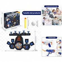 Objetivo de Tiro Electrónico - Juego de Tiro con Pelota Suspendida y 2 Pistolas de Juguete, Recargable por USB, Rebote Automático y Sonido, Juguete/Regalo para Niños de 6 Meses a 2 Años, Color Azul, Material de Plástico - ‎Azul - Ver 2