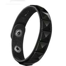 1/3/4件装朋克风皮质手链 - 哥特式皮质腕带，金属铆钉装饰，Emo时尚手链 - 80年代朋克摇滚配饰，男女通用 - 銀黑色 - 查看 15