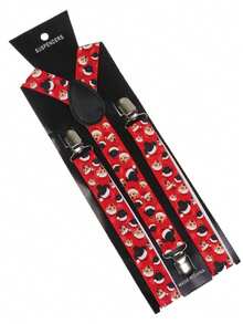 1 pieza Tirantes ajustables de estilo navideño para hombres, tirantes elásticos en Y de estilo unisex con broches de metal resistentes, tirantes de longitud extendida (60-95 cm/23.62-37.4") para dar un ambiente festivo navideño en casa