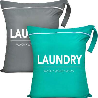 2pcs Large Travel Laundry Bag - Waterproof Wet & Dry Use, Suitable For Dirty Clothes, Swimwear, Workout, Gym, Swimming, Yoga