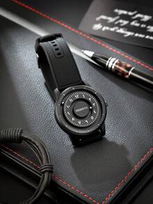 1 buc. Ceas elegant pentru femei cu cuarț, cu bilă magnetică plutitoare, din silicon, potrivit pentru purtare zilnică - Negru - Vizualizare 5