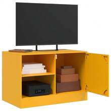 vidaXL Mobili TV 2 pz Giallo Senape 67x39x44 cm in Acciaio - Giallo - Visualizzare 4