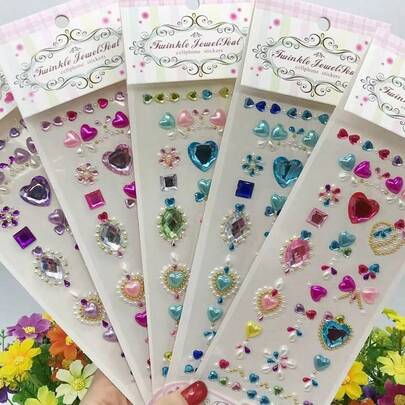 Kids Crystal Acrylic Diamond Stickers, DIY Craft Decorations, Pentagram & Peacock Gem Stickers