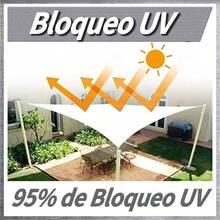 Malla Sombra, 2x 3 Metros Malla Sombra con Ganchos y Cuerdas de fijacin, 95 de Bloqueo de Los Rayos, para el Patio, Jardn, Prgola, Patio Trasero, Instalacin Al Aire Actividades - Beige-3 x 3M - Ver 3