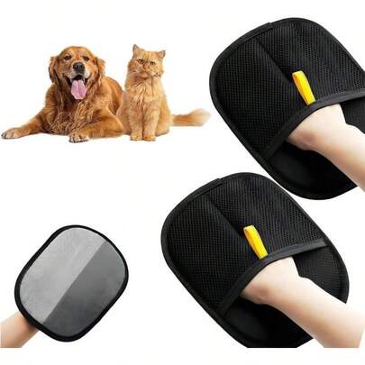 2Pcs Double-Sided Pet Grooming Gloves,Hands On Pet Hair Removal Gloves, Pet Hair Remover Gloves For Dog & Cat, Reusable Pet Grooming Gloves For Washin