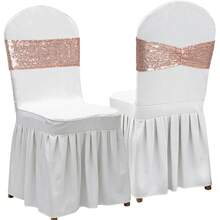 Gold Sequin Chair Sashes With Bow For Folding Chairs, Party Wedding Reception Decorations, 20 PCS - Rose Gold - View 2