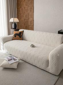 1pc Classic Beige Solid Color Sofa Cover, High Elasticity, Dust-Proof And Dirt-Resistant, Machine/Hand Washable Furniture Protector, Suitable For All Seasons, Fits 3/4-Seater Living Room Sofa (Multiple Sizes Available) - Beige - View 8