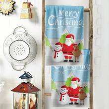 2PCS Christmas Kitchen Towels Merry Christmas Santa Snowman Reindeer Multifunctional Towels, Minimalist, Highly Absorbent,, Suitable For, Outdoor, Gym, Dining Room, Winter Decor Gift