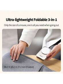 MOMAX UD36L MagSafe 3-In-1 Wireless Charger - Foldable And Portable For Travel - Simultaneously Charges IPhone, Apple Watch, And Earphones With A Simple Desktop Stand For Reliable Wireless Performance - Titanium - View 3