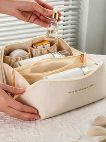 1个多功能洗漱包，化妆品收纳包，防水化妆包，多隔层设计，是情人节、婚礼、母亲节、生日等场合送给男士和女士的理想礼物 - 彩色 - 查看 5