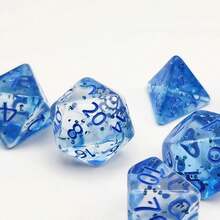 7 piezas Juego de dados poliédricos de estilo azul clásico, dados para juegos de rol, regalos de Halloween/Pascua/Navidad, artículos esenciales para acampar
