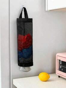 1pc Wall-Mounted Plastic Bag Dispenser Rack, Household Grocery Bag Holder, Hanging Trash Bag Organizer For Kitchen - Multicolor - View 4