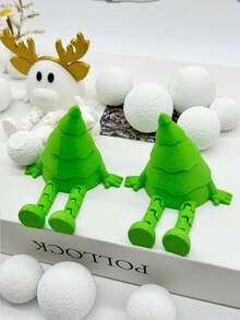 Christmas Decorations, Brother Christmas Tree, Christmas Deer, 3D Printed Plastic Figurines, Desktop Christmas Decor, Sitting Christmas Tree With Legs, Movable Joint Christmas Tree, Faux Snow Balls, Desk & Windowsill Decor, Store Holiday Decorations, Holidays, Parties, Christmas Gifts, Mini Home Decor Accessories, Christmas Celebration Ornaments - Multicolor - View 5