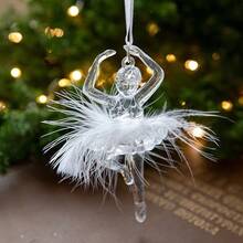 Christmas Ice Crystal Pendant Christmas Tree Pendant Transparent Acrylic Angel Light Luxury Decoration Scene Decoration Props