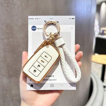 For Lexus Key Fob Cover With Keychain Lanyard, Soft TPU Key Fob Protector Compatible With Lexus RX Is ES GS LS NX RS GX LX RC LC Smart Key Case