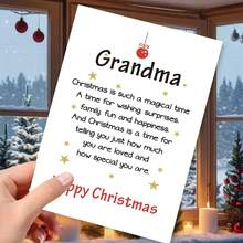 1 Tarjeta de Navidad para la abuela con sobres, regalos de Navidad felices para la abuela, ideas de regalos de Navidad únicos, tarjetas de Navidad encantadoras como regalos del nieto/a